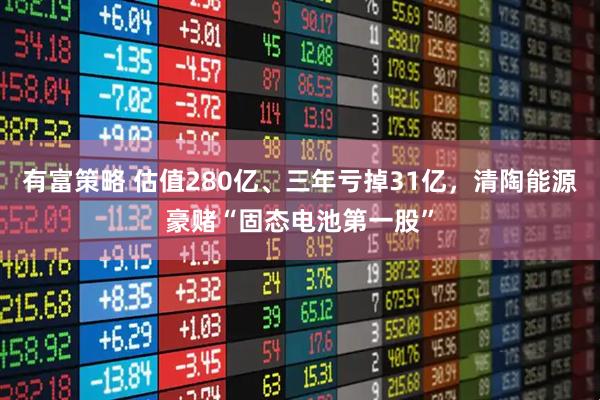 有富策略 估值280亿、三年亏掉31亿，清陶能源豪赌“固态电池第一股”